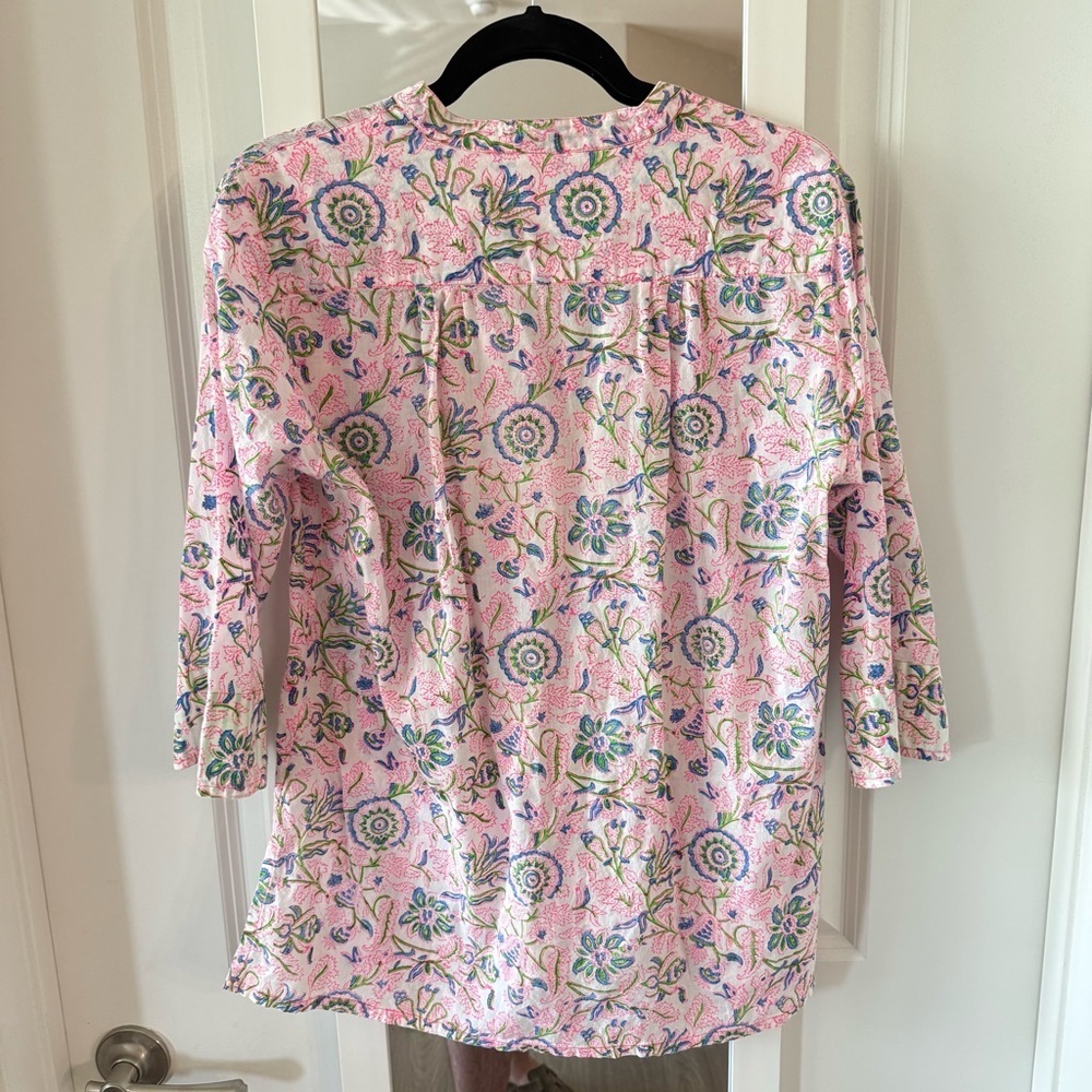 Roberta Roller Rabbit Long Sleeve Blouse Size Medium Color Pink White - Picture 3 of 3